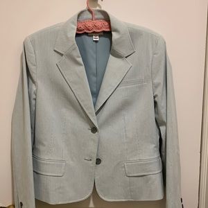 Talbots woman’s seersucker blazer, aqua, size 12.